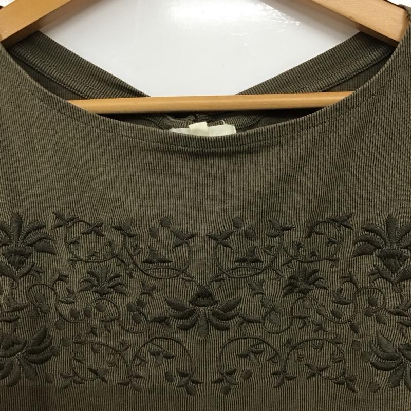 スタディオクリップ studio CLIP ワンピース ロングスカート 半袖ロングワンピース サイドスリット 刺繍 L 刺繍 カーキ / カーキ /  レディース USED 古着 中古 10135784