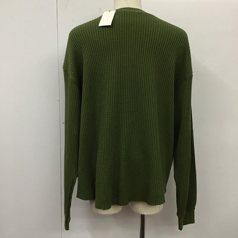 ミュエータ MUHET カットソー 長袖 長袖カットソー クルーネックカットソー ロングスリーブカットソー ワッフル ヘンリーネック LL 無地 カーキ / カーキ /  メンズ USED 古着 中古 10119460