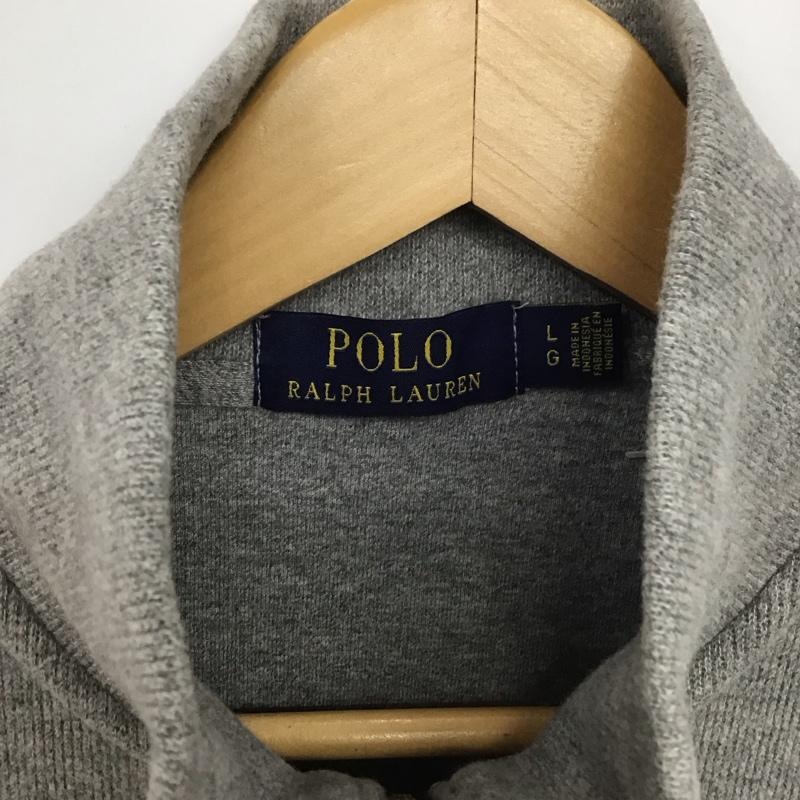ポロラルフローレン POLO RALPH LAUREN ニット、セーター 長袖 長袖ニットカットソー スタンドネック セーター L ロゴ、文字 灰 / グレー /  メンズ USED 古着 中古 10146982