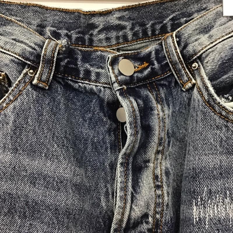 ミニマル mnml パンツ デニム、ジーンズ デニムパンツ スリムパンツ フレアパンツ ジーンズ 32インチ ダメージ加工 インディゴ / インディゴ /  メンズ USED 古着 中古 10118238