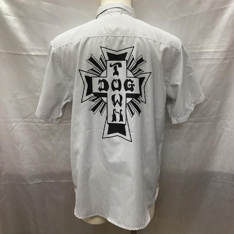 ドッグタウン DOGTOWN シャツ、ブラウス 半袖 半袖シャツ カラーシャツ 半袖カットソー ストライプシャツ L ストライプ 白 / ホワイト /  メンズ USED 古着 中古 10114386