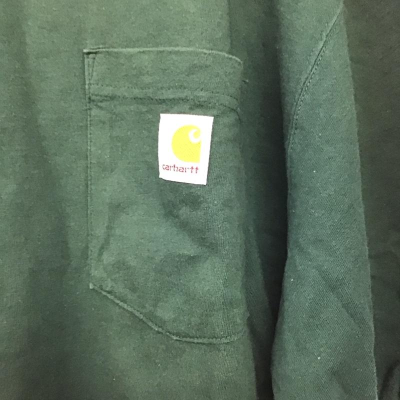 カーハート Carhartt Tシャツ 半袖 半袖カットソー プリントTシャツ クルーネックカットソー L ロゴ、文字 緑 / グリーン /  メンズ USED 古着 中古 10143256