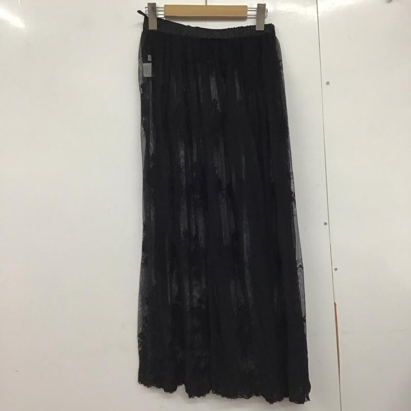 ローリーズファーム LOWRYS FARM スカート ロングスカート ロングスカート フレアスカート カジュアルスカート シースルー FREE 刺繍 黒 / ブラック /  レディース USED 古着 中古 10142684