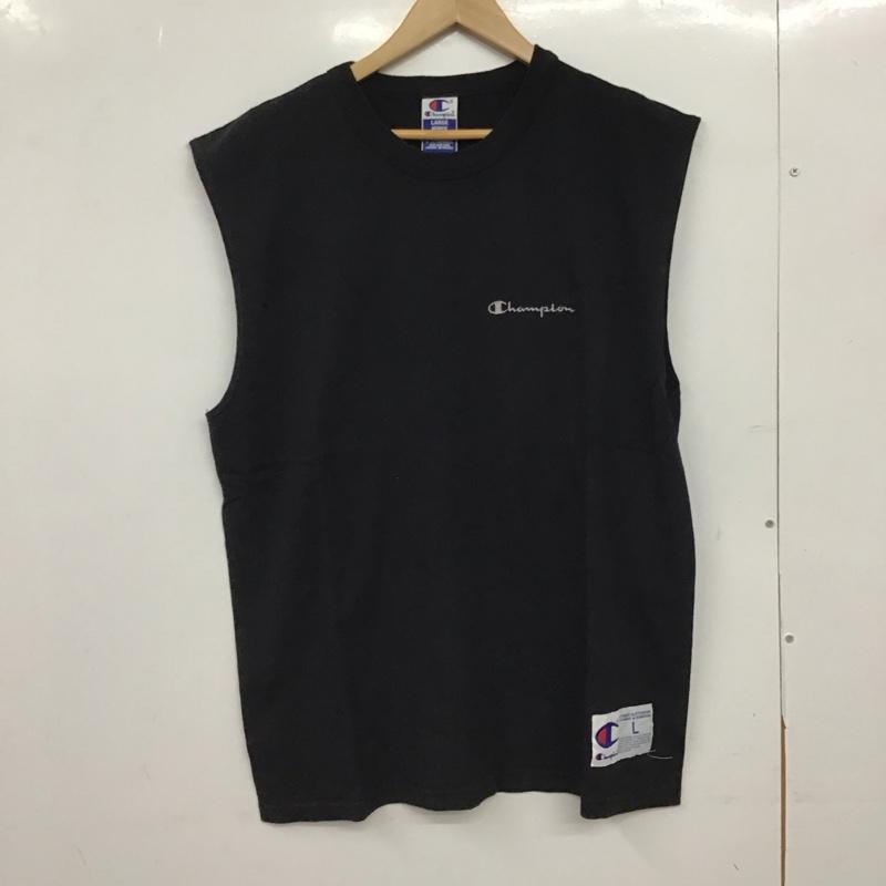 チャンピオン Champion タンクトップ タンクトップ タンクトップ ノースリーブカットソー クルーネック L ロゴ、文字 黒 / ブラック /  メンズ USED 古着 中古 10149938