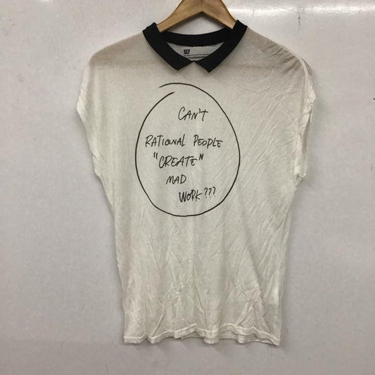 スライ SLY カットソー 半袖 ノースリーブカットソー プルオーバー カラーシャツ プリントTシャツ 2 ロゴ、文字 白 / ホワイト /  レディース USED 古着 中古 10136270