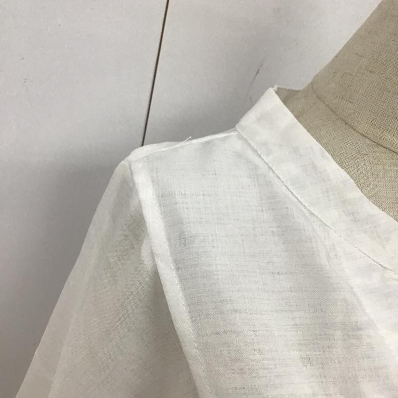 ロヴィ LOWY ワンピース ロングスカート シャツロングワンピース 半袖ワンピース ノーカラーワンピース M 無地 白 / ホワイト /  レディース USED 古着 中古 10105734