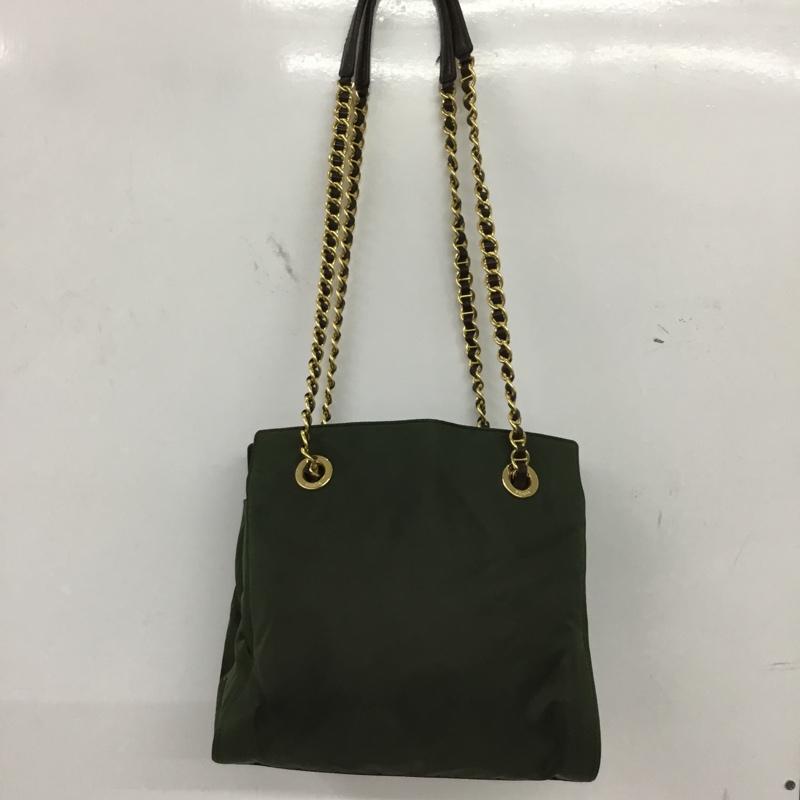 プラダ PRADA トートバッグ トートバッグ チェーンベルト ロゴ、文字 カーキ / カーキ / X 金 / ゴールド /  レディース USED 古着 中古 10150238