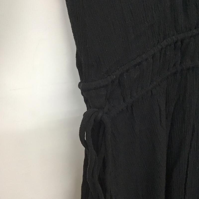 ミラオーウェン Mila Owen ワンピース ロングスカート 長袖ロングワンピース ノーカラーシャツワンピース フレアスカート フロントボタン 0 無地 黒 / ブラック /  レディース USED 古着 中古 10142045