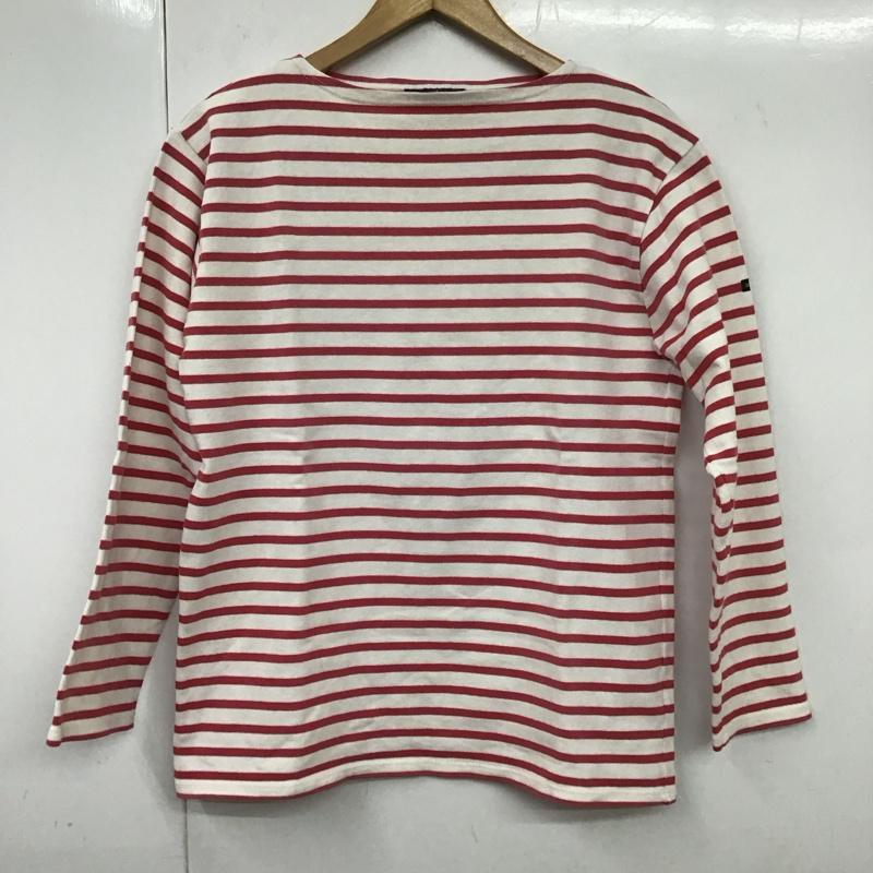 セントジェームス SAINT JAMES カットソー 長袖 長袖カットソー ワイドネックカットソー ボーダー ボーダー柄 白 / ホワイト / X 桃 / ピンク /  メンズ USED 古着 中古 10131386