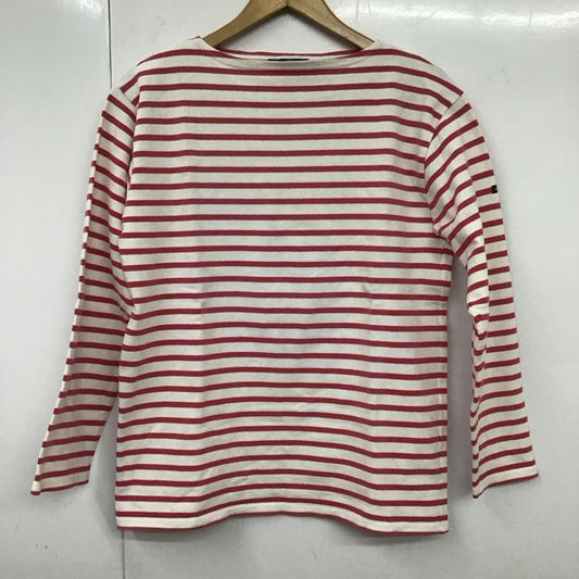 セントジェームス SAINT JAMES カットソー 長袖 長袖カットソー ワイドネックカットソー ボーダー ボーダー柄 白 / ホワイト / X 桃 / ピンク /  メンズ USED 古着 中古 10131386