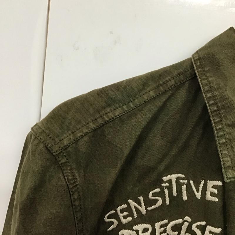 アヴィレックス AVIREX シャツ、ブラウス 長袖 長袖シャツ 無地シャツ カラーシャツ ミリタリーシャツ L ロゴ、文字 カーキ / カーキ /  メンズ USED 古着 中古 10131434