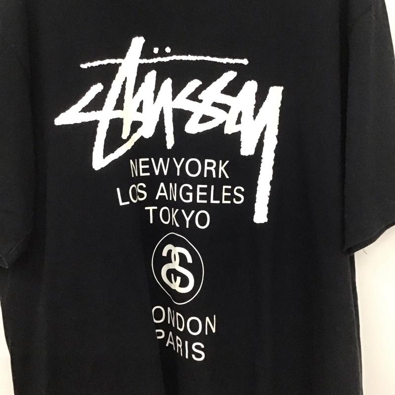 ステューシー STUSSY Tシャツ 長袖 半袖カットソー プリントTシャツ クルーネックカットソー XL ロゴ、文字 黒 / ブラック /  メンズ USED 古着 中古 10133222