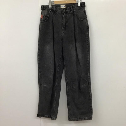 ナインティナインティ 9090 パンツ デニム、ジーンズ デニムパンツ ワイドパンツ カジュアルパンツ L 無地 黒 / ブラック /  メンズ USED 古着 中古 10130649