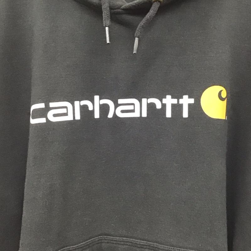 カーハート Carhartt パーカー 長袖 長袖パーカー プルオーバーパーカー スウェット ロゴ、文字 黒 / ブラック /  メンズ USED 古着 中古 10141928