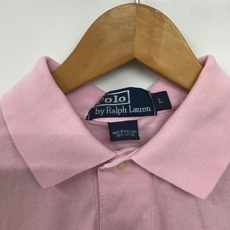 ポロバイラルフローレン Polo by RALPH LAUREN ポロシャツ 半袖 半袖 L ロゴ、文字 桃 / ピンク /  メンズ USED 古着 中古 10141471