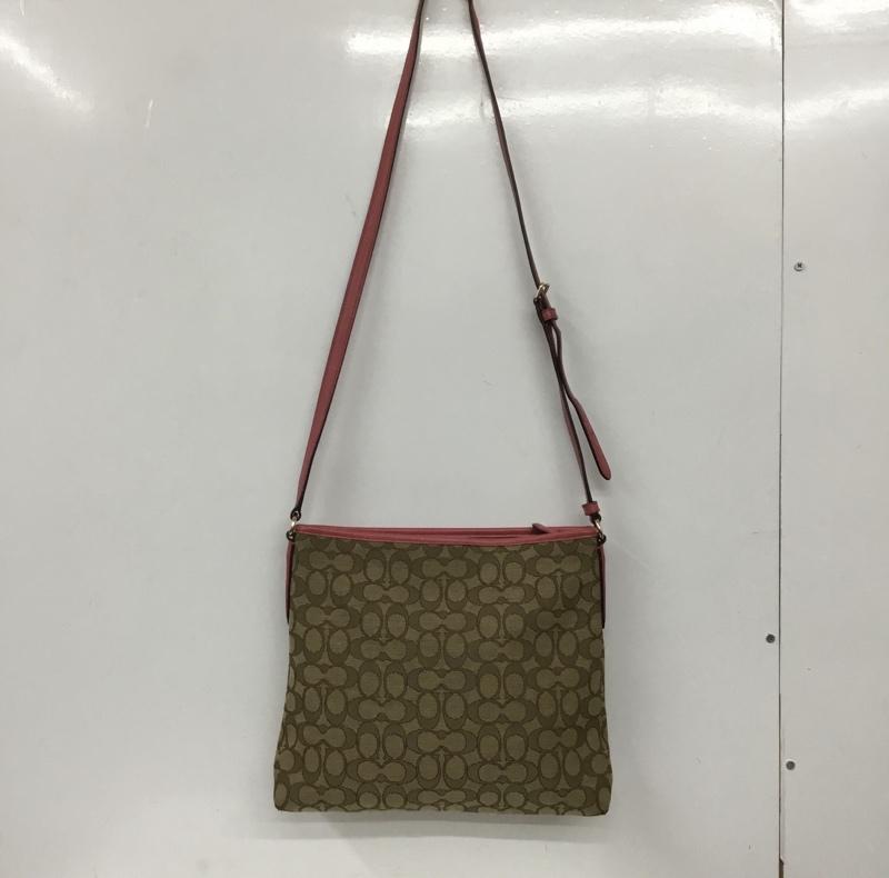 コーチ COACH ショルダーバッグ ショルダーバッグ F58285 シグネチャー ロゴ、文字 茶 / ブラウン / X 桃 / ピンク /  レディース USED 古着 中古 10131237