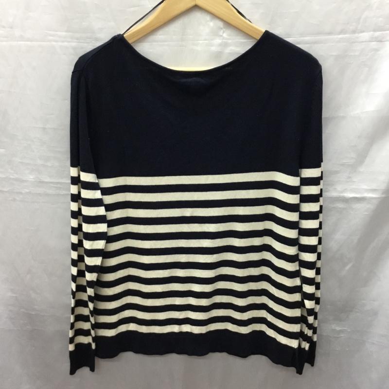 ザラ ZARA ニット、セーター 長袖 S ボーダー柄 紺 / ネイビー / X ベージュ / ベージュ /  レディース USED 古着 中古 10121962