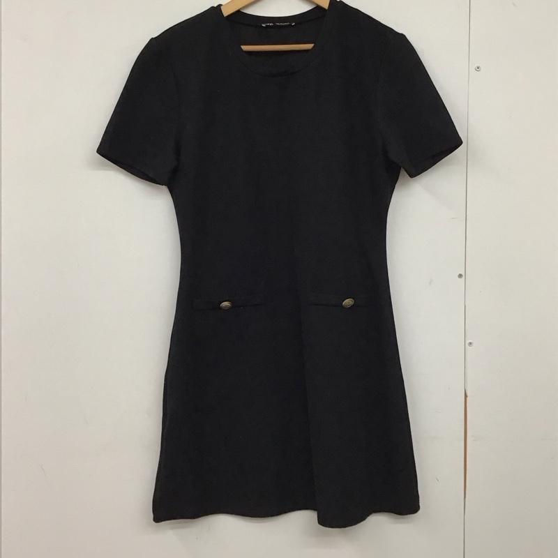 ザラ ZARA ワンピース ミニスカート L 無地 黒 / ブラック /  レディース USED 古着 中古 10150545
