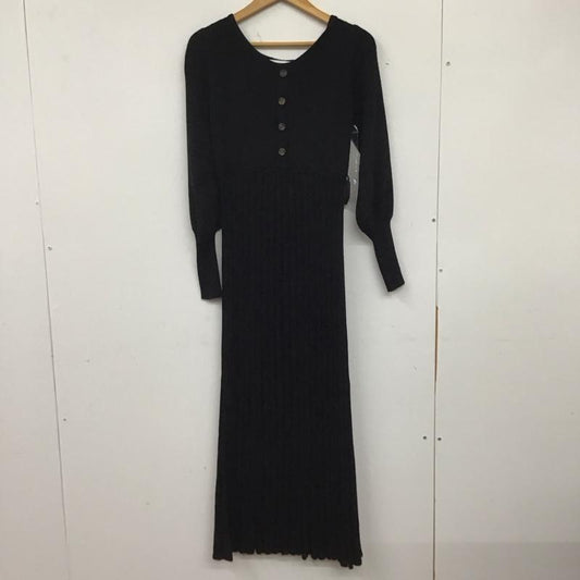 アズールバイマウジー AZUL BY MOUSSY ワンピース ロングスカート 250fsb73-127c PLEATSKNITONEPIECE 長袖ニットワンピース M 無地 黒 / ブラック /  レディース USED 古着 中古 10137546