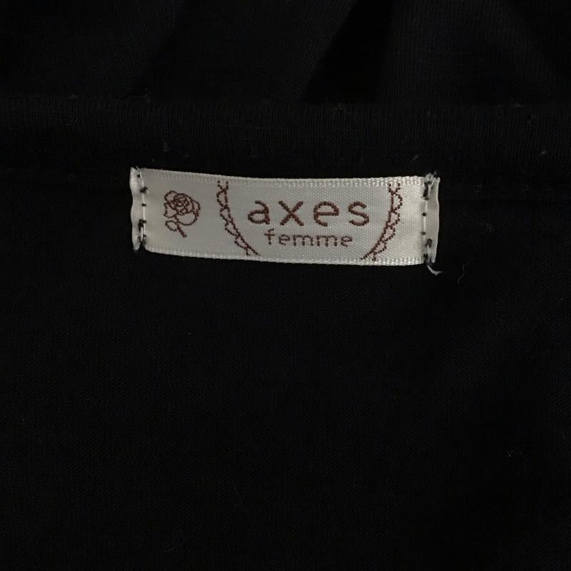 アクシーズファム axes femme カーディガン 長袖 長袖カーディガン 長袖カットソー ノーカラージャケット 前開カーディガン M 無地 黒 / ブラック /  レディース USED 古着 中古 10113703