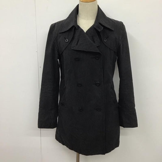 ニックアシュレイ NICKASHLEY コート トレンチコート 8NE30-617-09 L ストライプ 黒 / ブラック / X 白 / ホワイト /  メンズ USED 古着 中古 10111569