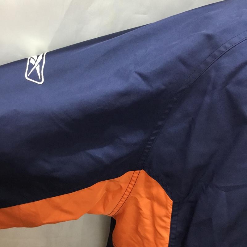リーボック Reebok ジャケット、上着 ジャンパー、ブルゾン ジップアップジャケット ナイロンジャケット スポーツウェア L ロゴ、文字 紺 / ネイビー / X 橙 / オレンジ /  メンズ USED 古着 中古 10111000