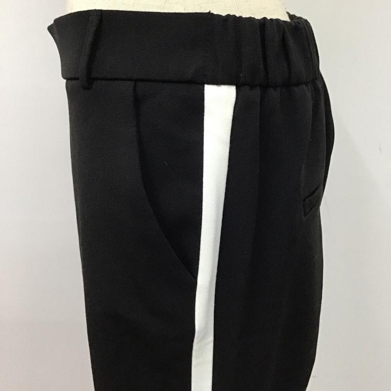 ザラ ZARA ボトムス ボトムス 7385 056 800 サイドラインパンツ イージーパンツ M 無地 黒 / ブラック / X 白 / ホワイト /  レディース USED 古着 中古 10115902