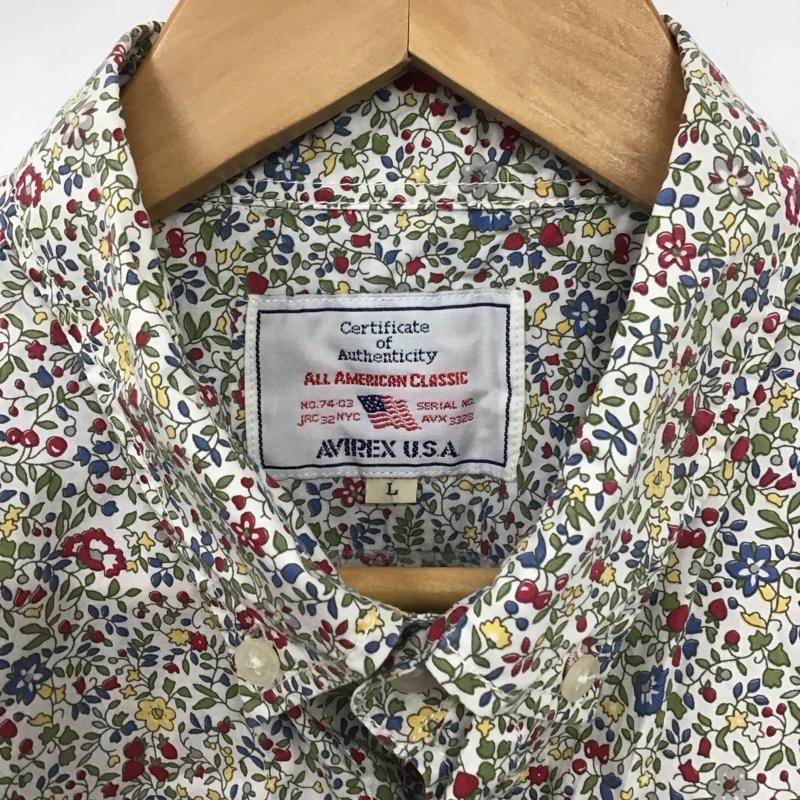 アヴィレックス AVIREX U.S.A. シャツ、ブラウス 半袖 半袖シャツ プリントシャツ カラーシャツ ボタンダウンシャツ L プリント マルチカラー / マルチカラー /  メンズ USED 古着 中古 10131431