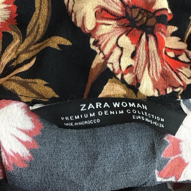 ザラ ZARA ワンピース ロングスカート 8514 242 800 半袖 シャツワンピース S 花柄 黒 / ブラック / X 赤 / レッド /  レディース USED 古着 中古 10109503
