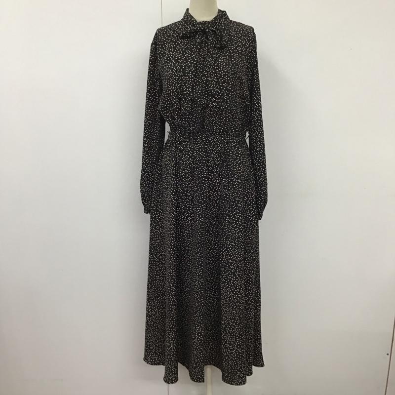 ローリーズファーム LOWRYS FARM ワンピース ロングスカート LF719017TK スタンドネック 長袖 FREE ドット 黒 / ブラック /  レディース USED 古着 中古 10110892