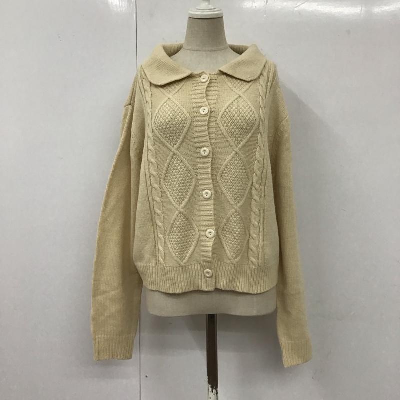 メルロー merlot カーディガン 長袖 襟付き ケーブルニット  アイボリー / アイボリー /  レディース USED 古着 中古 10113779