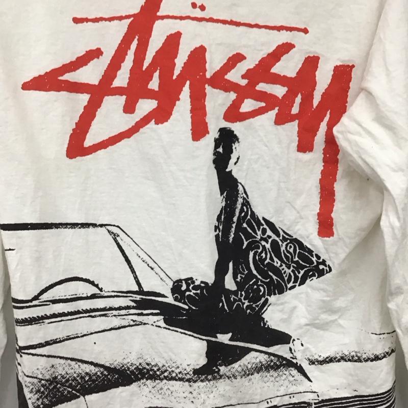 ステューシー STUSSY カットソー 長袖 長袖カットソー プリントカットソー クルーネック S ロゴ、文字 白 / ホワイト /  メンズ USED 古着 中古 10149191