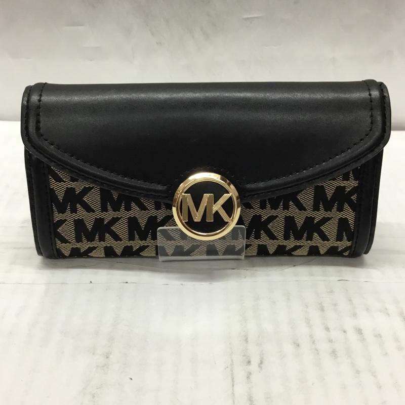 マイケルコース MICHAEL KORS 財布 長財布 35F9GFTE3J ロゴ 総柄 黒 / ブラック / X ベージュ / ベージュ /  レディース USED 古着 中古 10107616