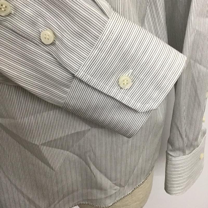 ファセッタズム FACETASM シャツ、ブラウス 長袖 RB-SH-M08 コットン ストライプ 刺繍 4 ロゴ、文字 白 / ホワイト / X 黒 / ブラック /  メンズ USED 古着 中古 10111573