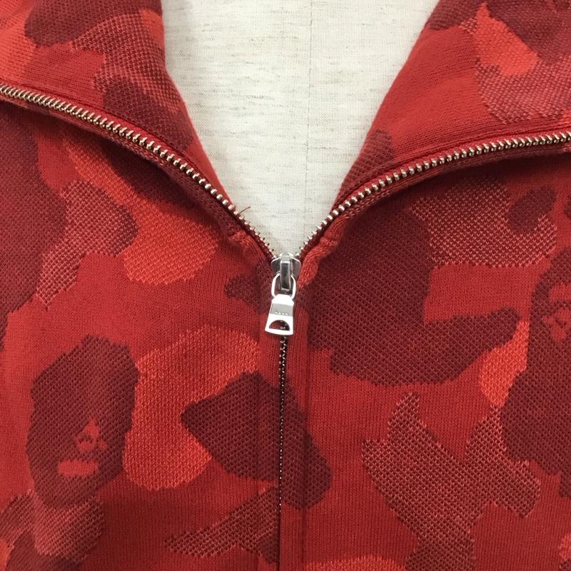 アベイシングエイプ A BATHING APE パーカー 長袖 ジップアップパーカー 長袖パーカー フード付きパーカー 総柄 赤 / レッド /  メンズ USED 古着 中古 10107434