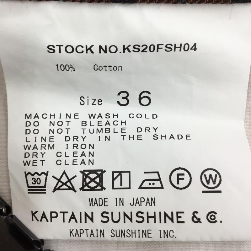 キャプテン サンシャイン Kaptain Sunshine シャツ、ブラウス 長袖 KAPTAIN SUNSHINE キャプテンサンシャイン Cotton Flannel Open Collar Shirt コットンフランネルオープンカラーシャツ 36 格子柄 茶 / ブラウン /  メンズ USED 古着 中古 10135892