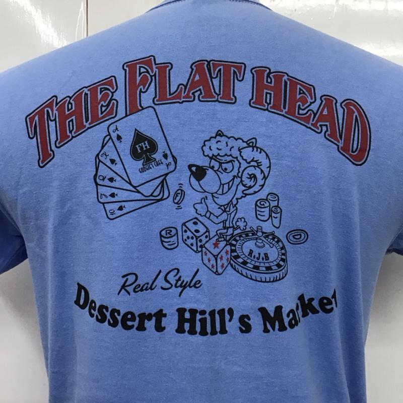 フラットヘッド The Flat Head Tシャツ 半袖 半袖カットソー プリントTシャツ クルーネックカットソー 38 ロゴ、文字 青 / ブルー /  メンズ USED 古着 中古 10117274