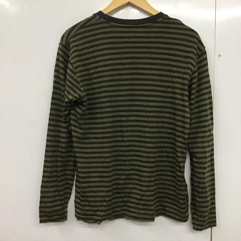 モンベル mont-bell カットソー 長袖 長袖カットソー クルーネックカットソー プリントカットソー M ボーダー柄 カーキ / カーキ /  メンズ USED 古着 中古 10142415