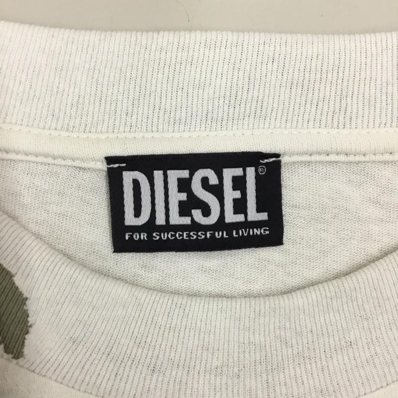 ディーゼル DIESEL カットソー 長袖 長袖カットソー クルーネックカットソー ロングスリーブカットソー プリントTシャツ L ロゴ、文字 白 / ホワイト /  メンズ USED 古着 中古 10118725