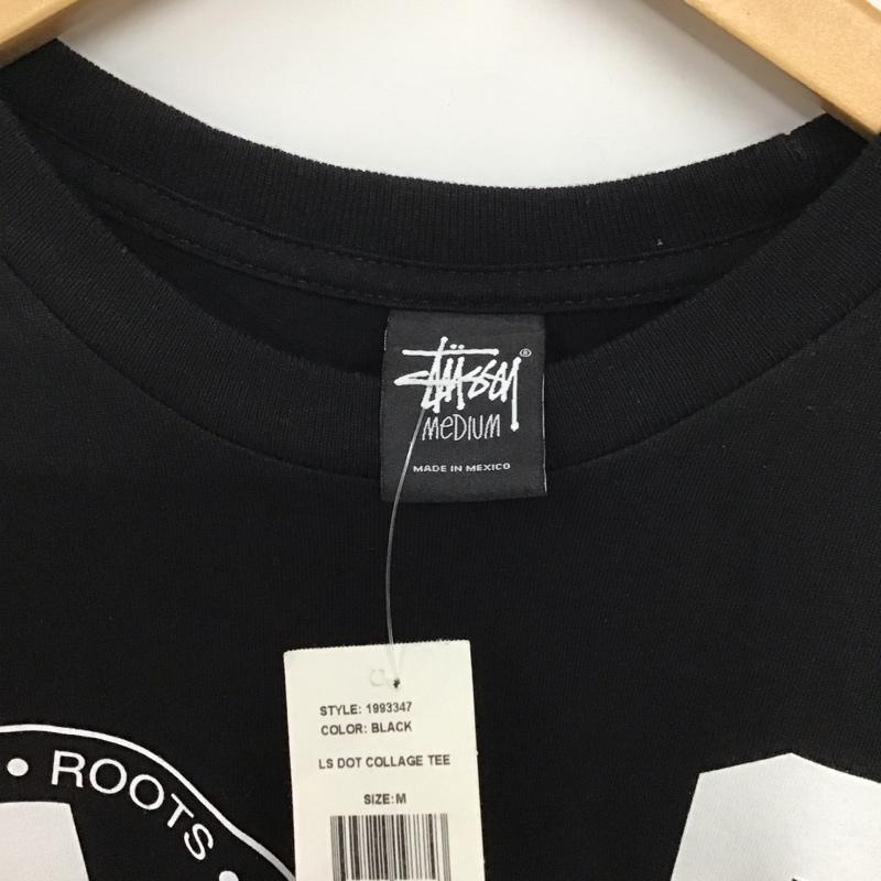 ステューシー STUSSY カットソー 長袖 長袖カットソー プリントカットソー クルーネック M ロゴ、文字 黒 / ブラック /  メンズ USED 古着 中古 10135910