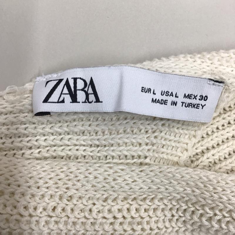 ザラ ZARA ニット、セーター 長袖 3859 116 712 ショート丈 クロップド丈 L 無地 アイボリー / アイボリー /  レディース USED 古着 中古 10118497