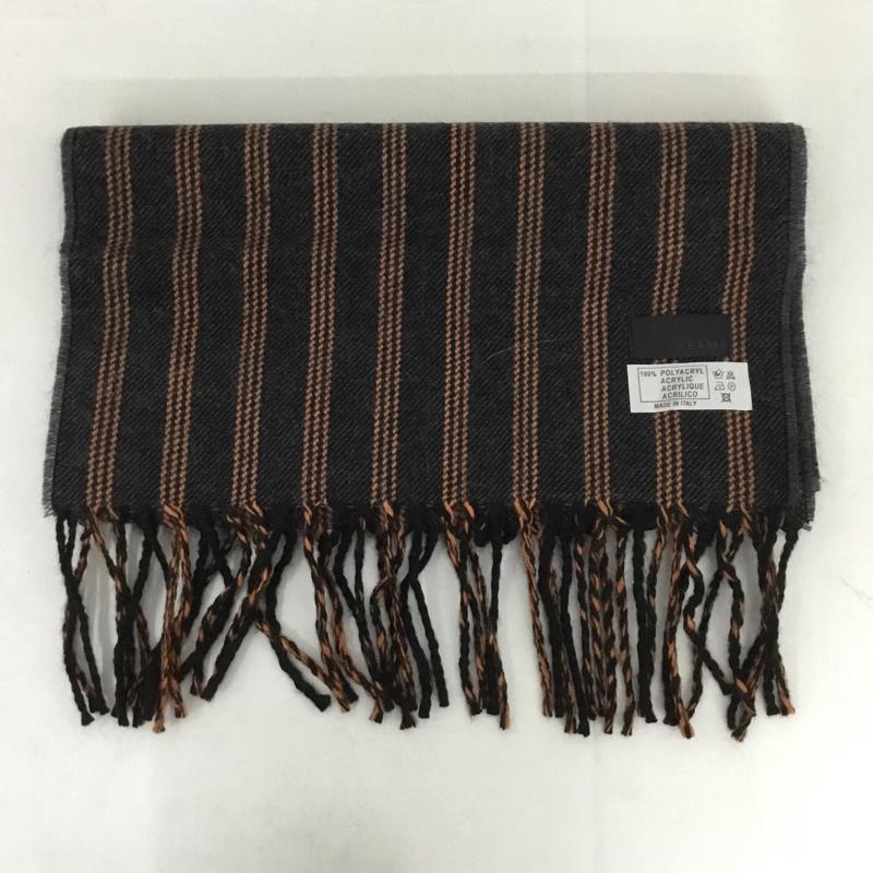 ビームス BEAMS マフラー マフラー フリンジ ストライプ 黒 / ブラック / X 橙 / オレンジ /  メンズ USED 古着 中古 10130580