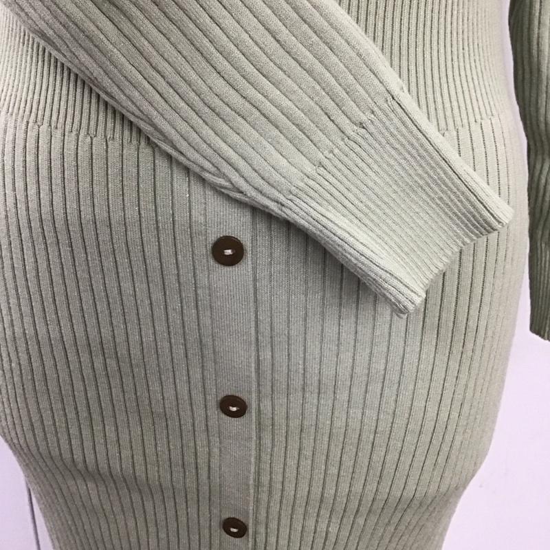 スナイデル SNIDEL ワンピース ロングスカート SWNO211060 Sustainaフロントボタンニットワンピース リブ 無地 薄緑 / ライトグリーン /  レディース USED 古着 中古 10121572