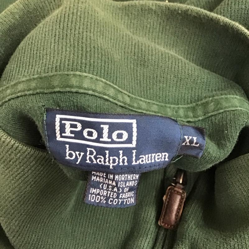 ポロバイラルフローレン Polo by RALPH LAUREN トレーナー 長袖 長袖トレーナー スウェット ジップネック リブスウェットカットソー XL ロゴ、文字 緑 / グリーン /  メンズ USED 古着 中古 10119142