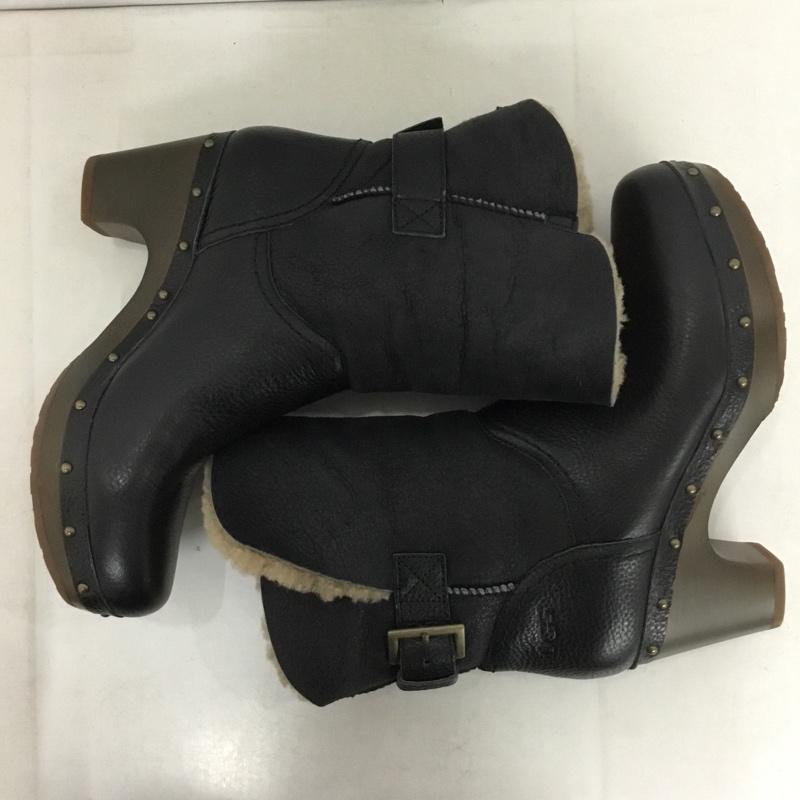 アグ UGG ブーツ ショートブーツ 1003856 AMORET ヒール 裏ボア 23cm 23.0cm ロゴ、文字 黒 / ブラック /  レディース USED 古着 中古 10142179