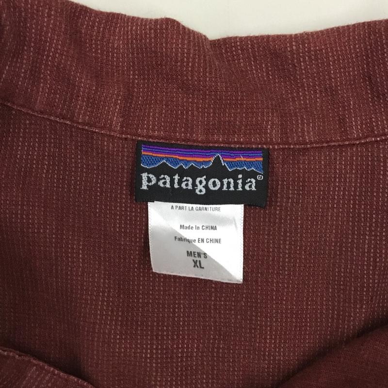 パタゴニア patagonia シャツ、ブラウス 半袖 半袖シャツ カラーシャツ 半袖カットソー 刺繍シャツ XL 刺繍 えんじ / ワインレッド /  メンズ USED 古着 中古 10122921