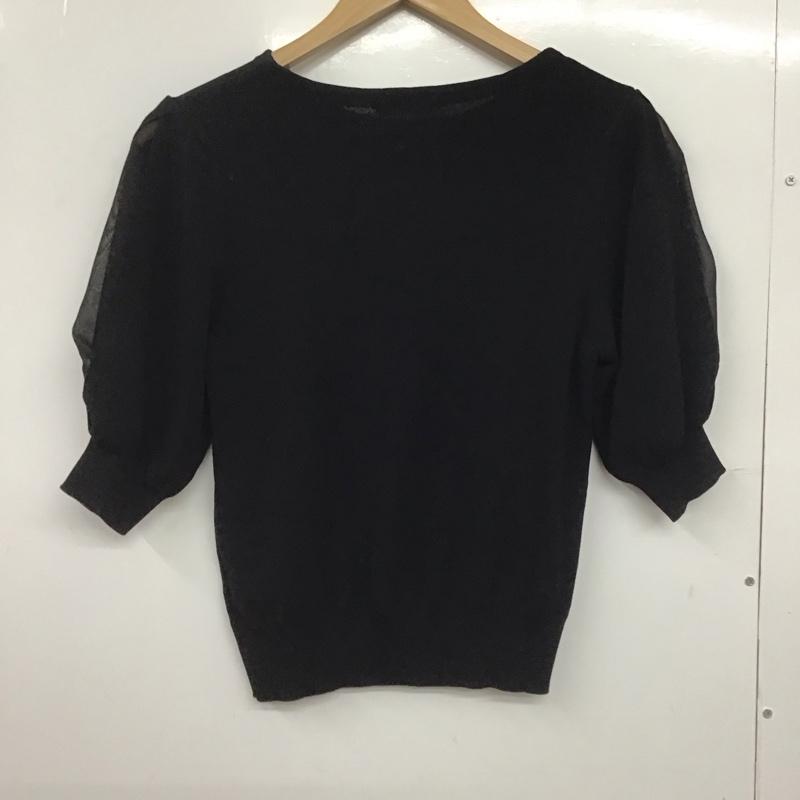 インデックス index カットソー 半袖 半袖ニットカットソー クルーネック セーター M 無地 黒 / ブラック /  レディース USED 古着 中古 10146668