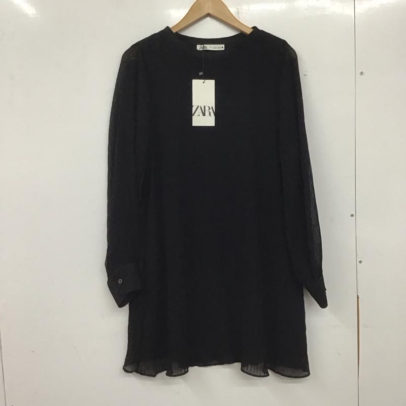 ザラ ZARA ワンピース ひざ丈スカート 4886 288 800 プリーツ 長袖 タグ付き S 無地 黒 / ブラック /  レディース USED 古着 中古 10139118
