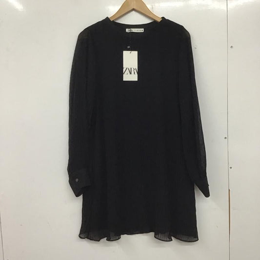 ザラ ZARA ワンピース ひざ丈スカート 4886 288 800 プリーツ 長袖 タグ付き S 無地 黒 / ブラック /  レディース USED 古着 中古 10139118