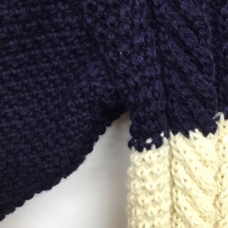 ガンジー ウーレンズ GUERNSEY WOOLLENS ニット、セーター 長袖 長袖ニットカットソー クルーネック セーター M 総柄 白 / ホワイト / X 紺 / ネイビー /  メンズ USED 古着 中古 10141474